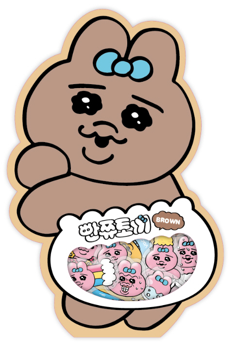 빤쮸토끼 조각스티커 브라운
